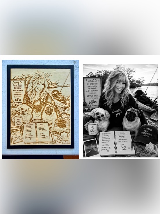 Hand Crafted Other - Custom engraved photo on wood any picture! pet memorial, Vacations etc
